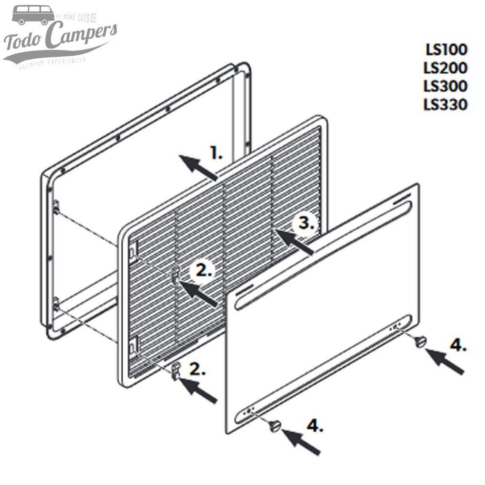 Rejilla de ventilación LS300 con tapa para frigoríficos grandes o doble puerta 2/3