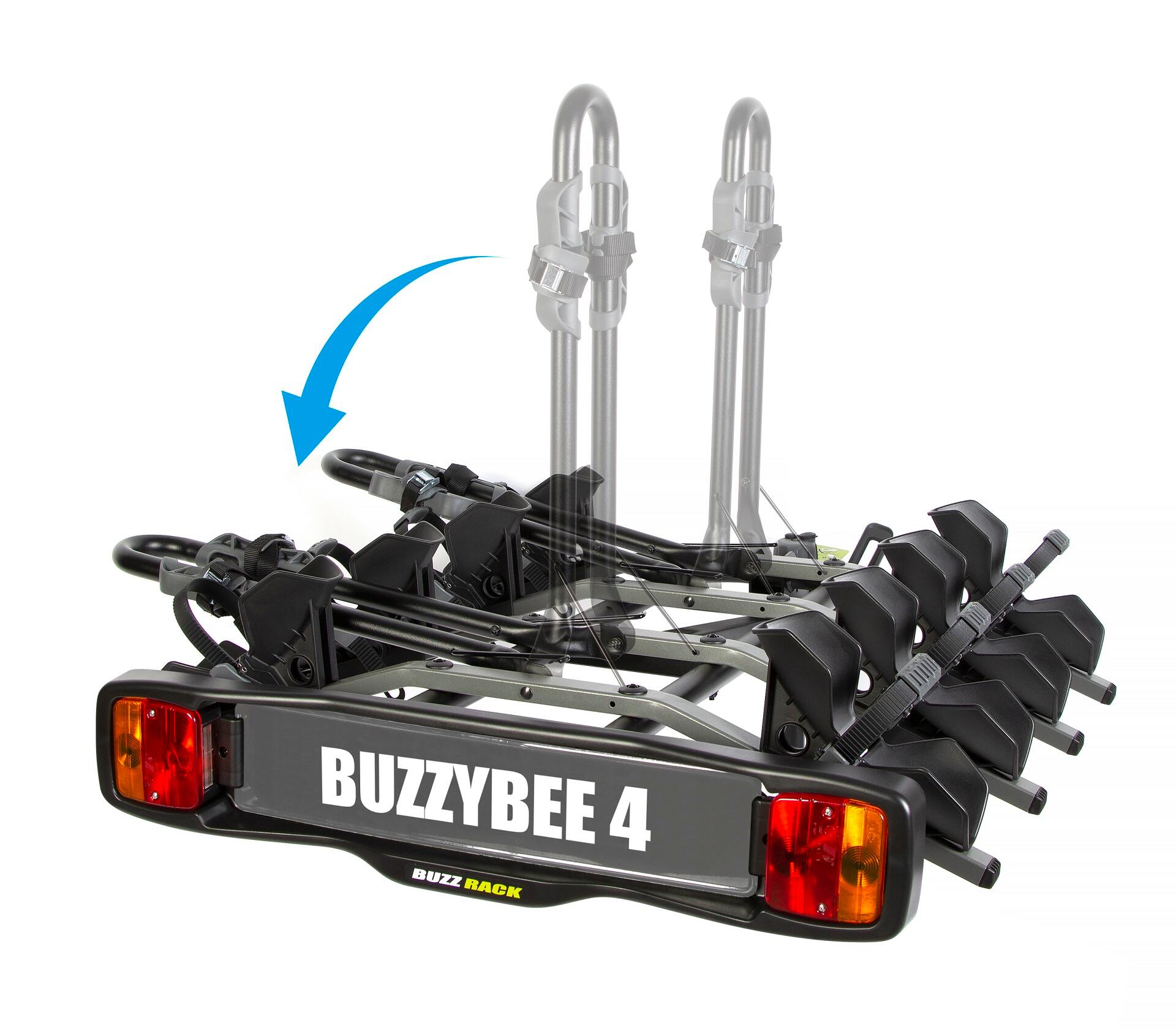 Suporte para bicicletas buzzy bee 4 novo com engate para 4 bicicletas 3/5
