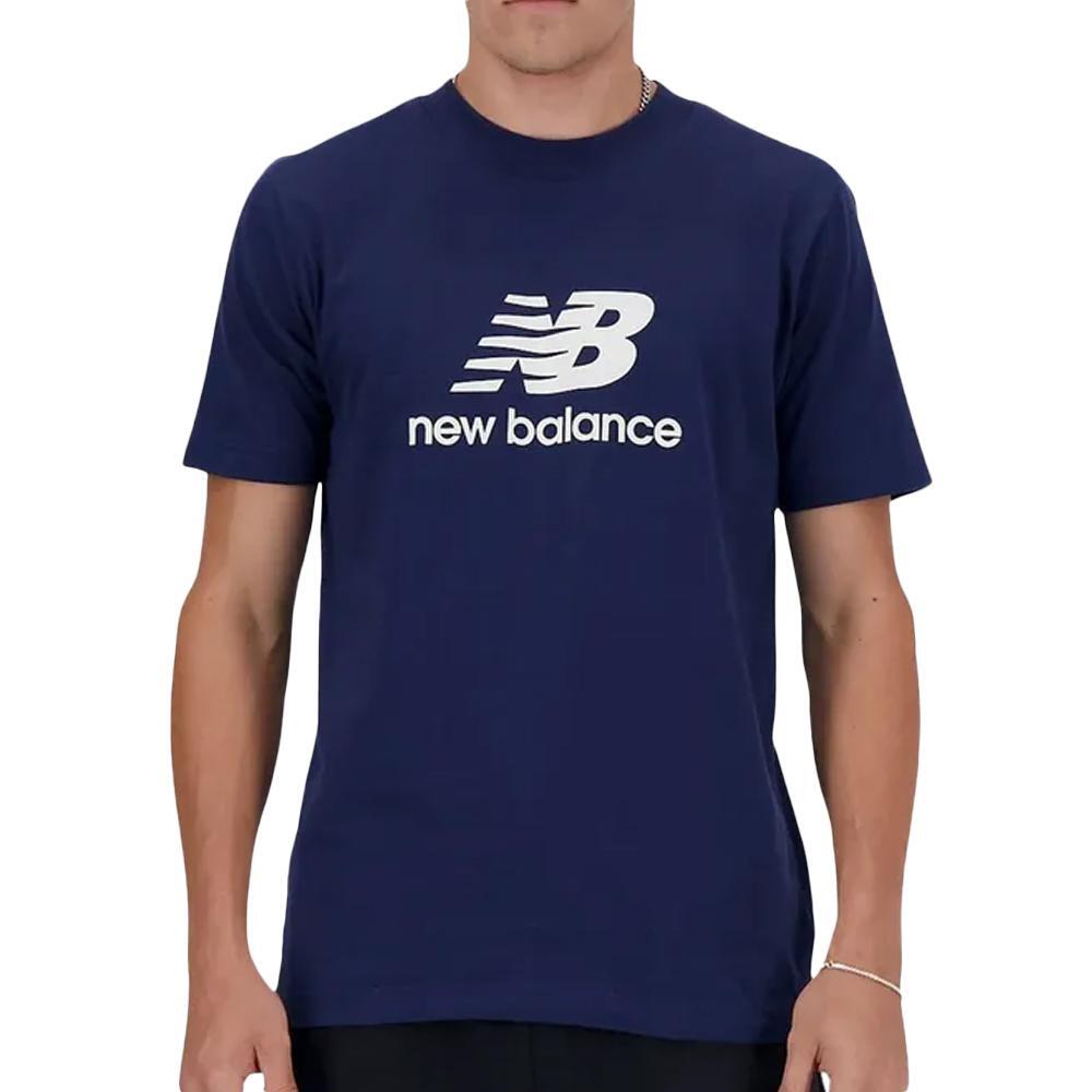 New Balance Men's Stacked Logo Navy T-Shirt