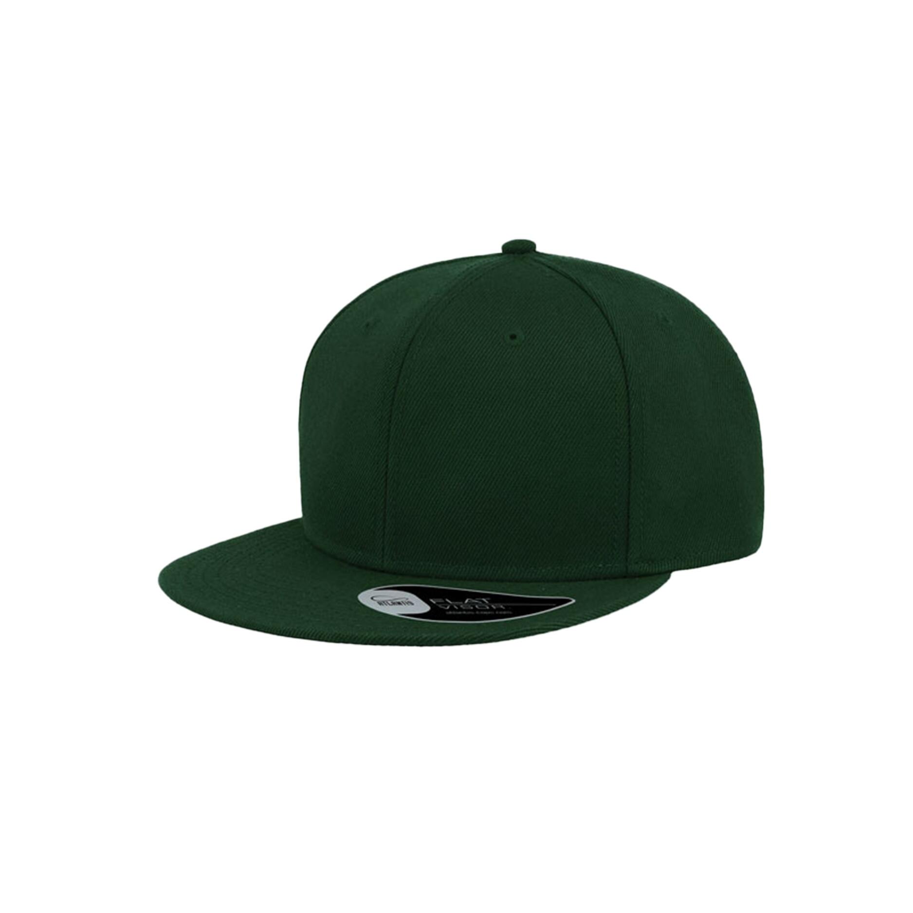 ATLANTIS Snap Back Flat Visor 6 Panel Cap (Pack of 2) (Green)