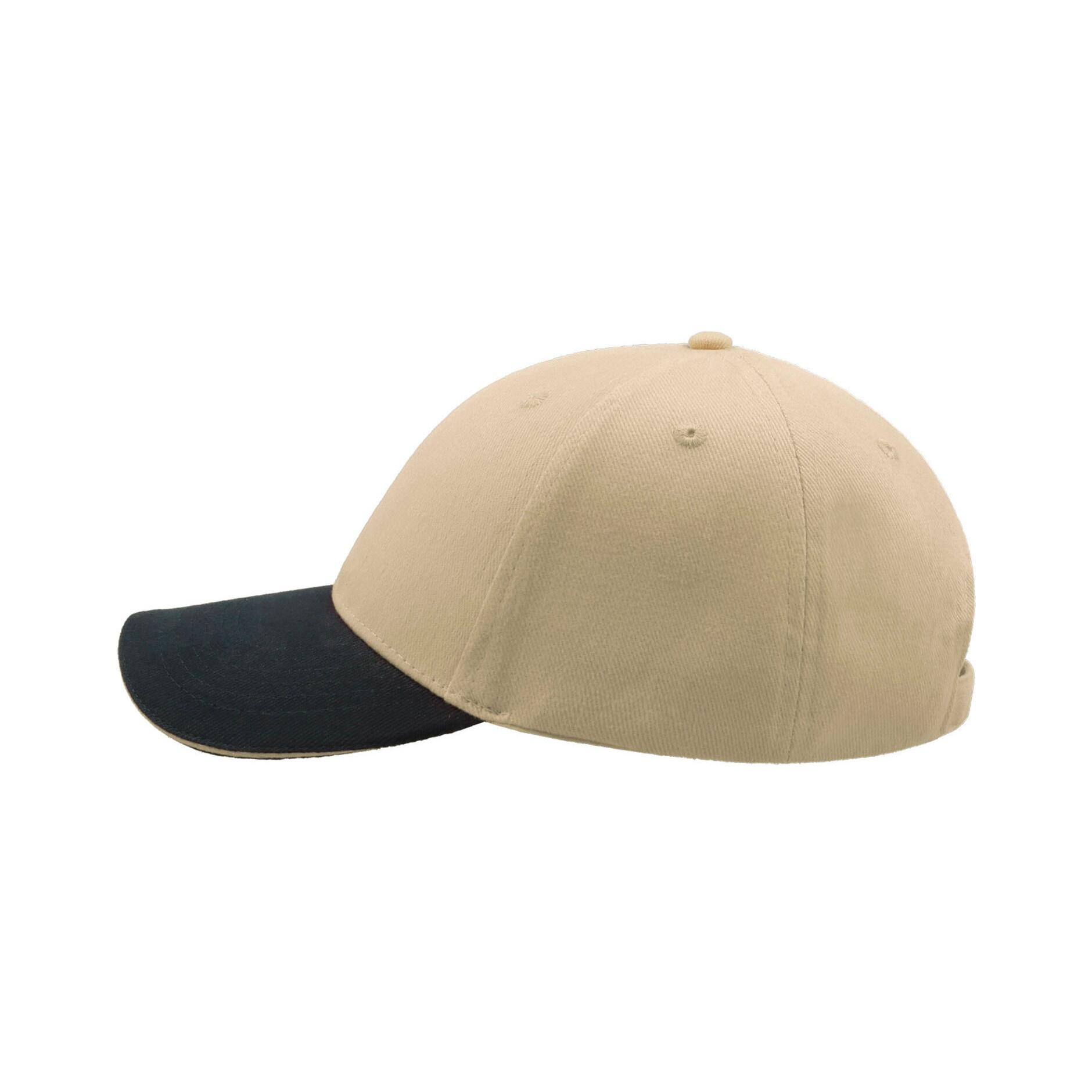 Liberty Sandwich Heavy Brush Cotton 6 Panel Cap (Pack Of 2) (Natural/Navy) 3/4