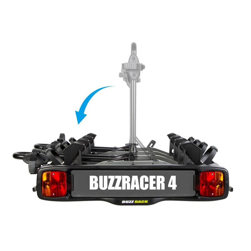 BUZZRACER 4 Portabicicletas sobre enganche - Plataforma para 4 bicicletas