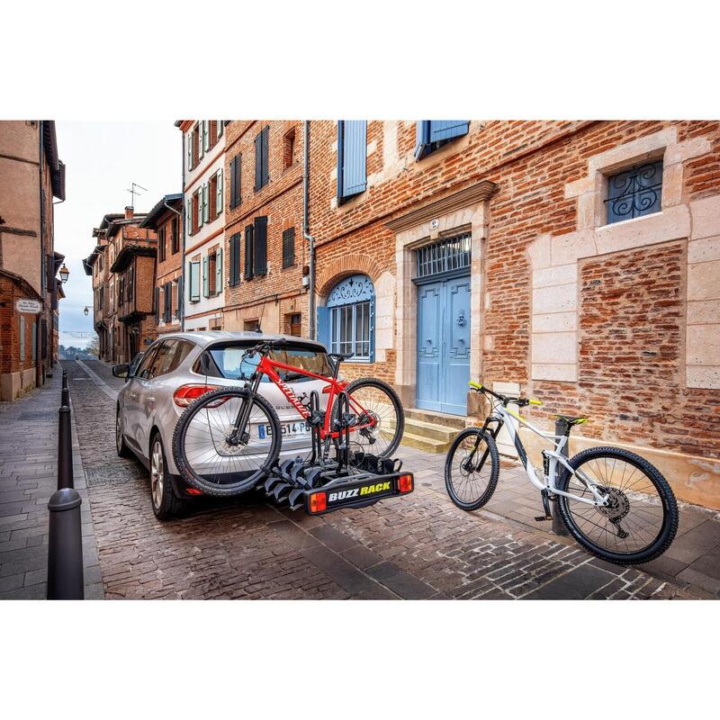 BUZZRACER 4 Portabicicletas sobre enganche - Plataforma para 4 bicicletas