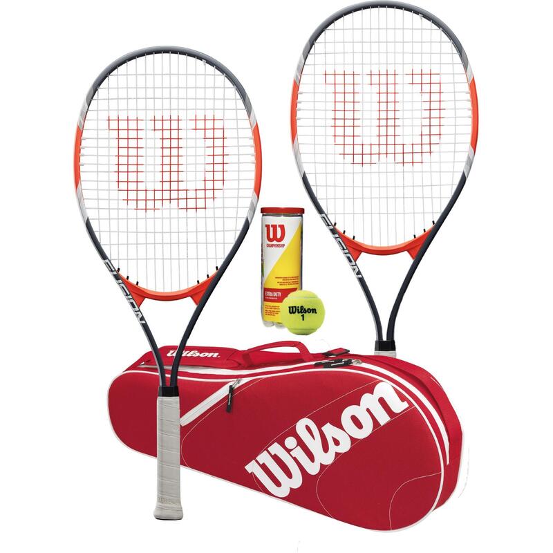 Wilson Fusion XL Tennis Racket Twin Set With Wilson Advantage Racket Bag and 3 C