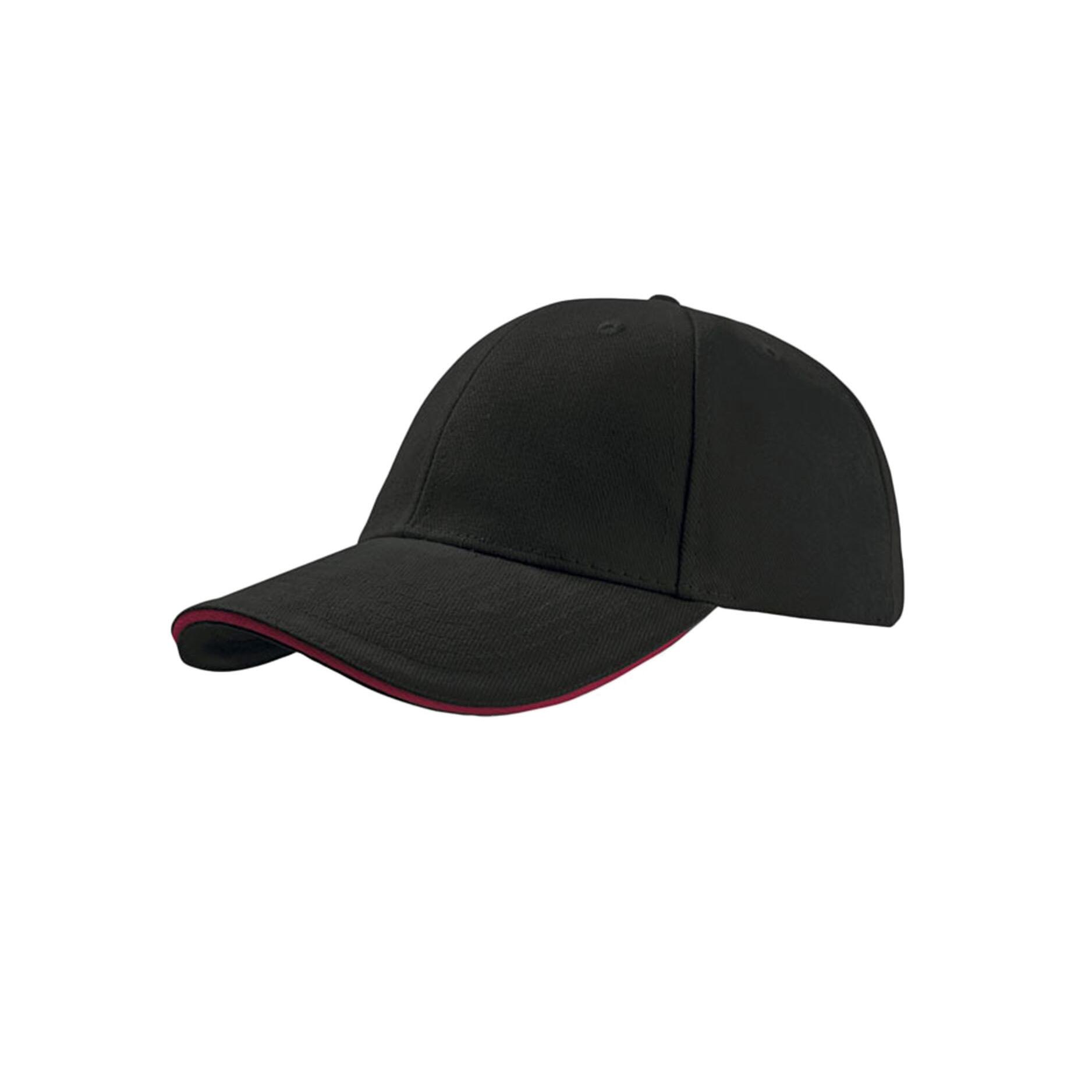 Liberty Sandwich Heavy Brush Cotton 6 Panel Cap (Pack Of 2) (Black/Red) 1/4