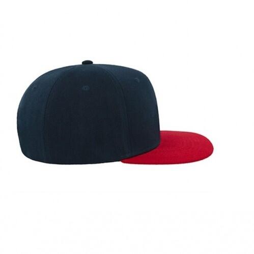 Snap Back Flat Visor 6 Panel Cap (Pack of 2) (Navy/Red) 3/4