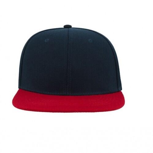 Snap Back Flat Visor 6 Panel Cap (Pack of 2) (Navy/Red) 4/4