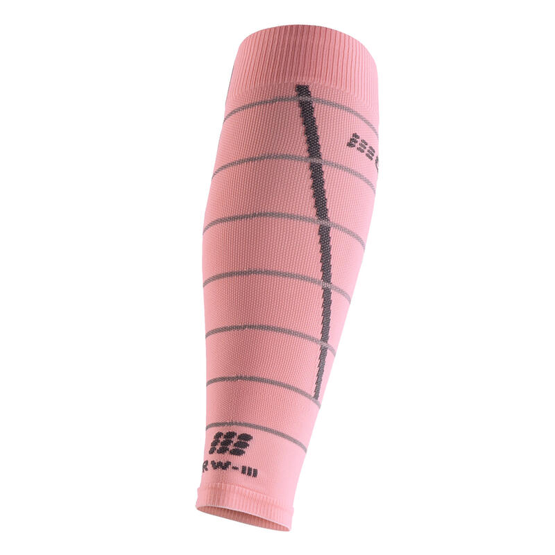 Perneiras de running com compressão médica, rosa com refletores para mulher
