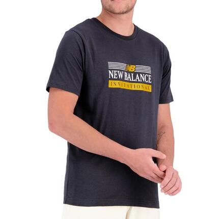 New Balance Sport Stacked T-Shirt für Herren Schwarz/Gelb