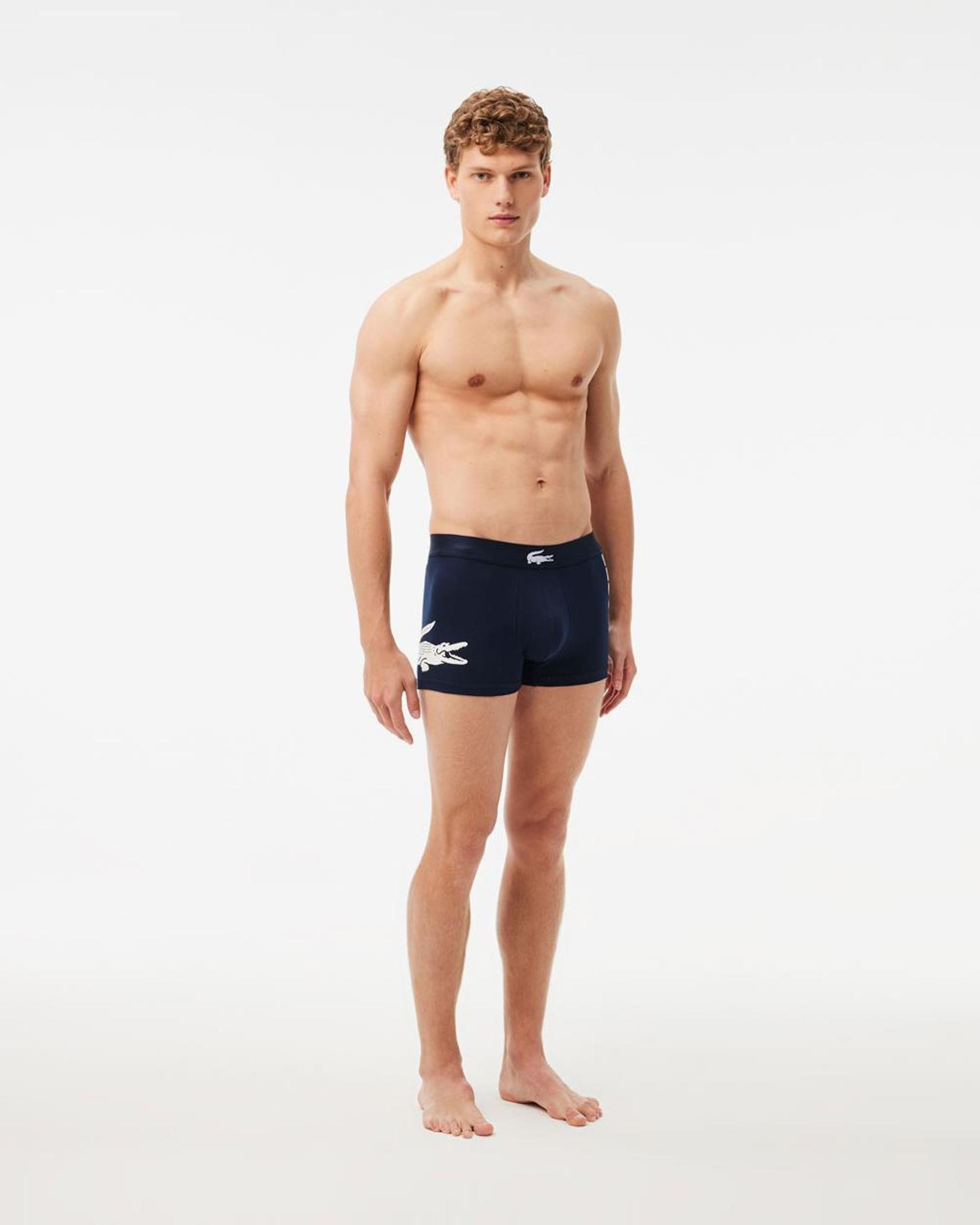 Bóxer Lacoste Stretch Cotton Logo azul marino blanco (3 unidades) 4/4