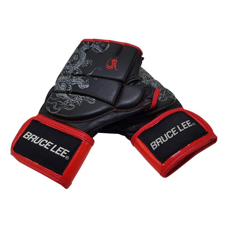 Bruce Lee MMA Martial Arts Boxhandschuhe Deluxe Schwarz mit Rot L
