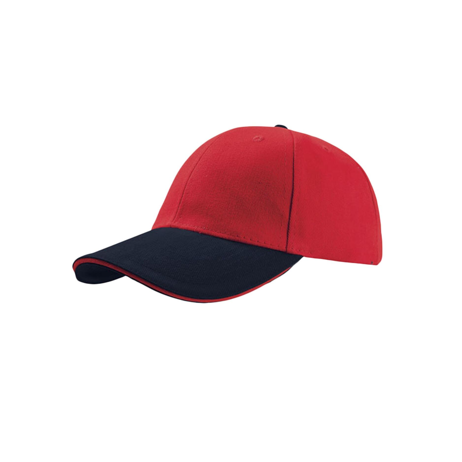 Liberty Sandwich Heavy Brush Cotton 6 Panel Cap (Pack Of 2) (Red/Navy) 1/4