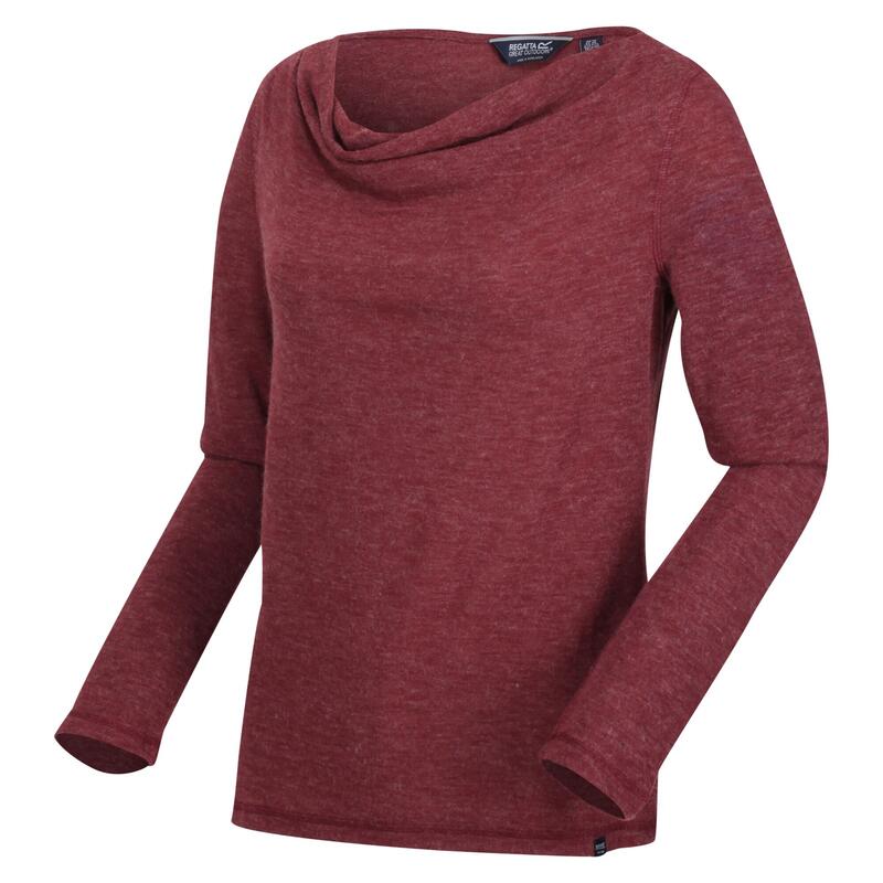 Frayda T-Shirt de randonnée col bénitier pour femme - Rouge foncé