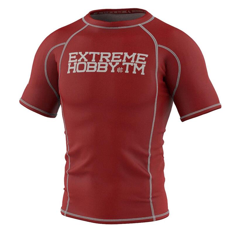 Rashguard fitness męski z krótkim rękawem EXTREME HOBBY TRACE kompresyjny