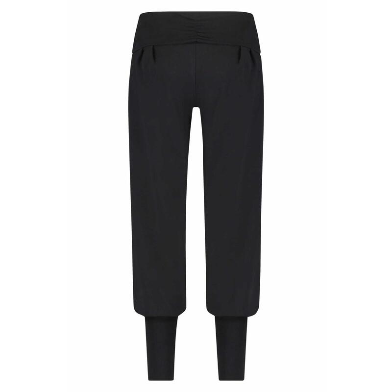 Devi - Comfortabele loosefit aladdin broek met omslagband-bio katoen-Urban Black