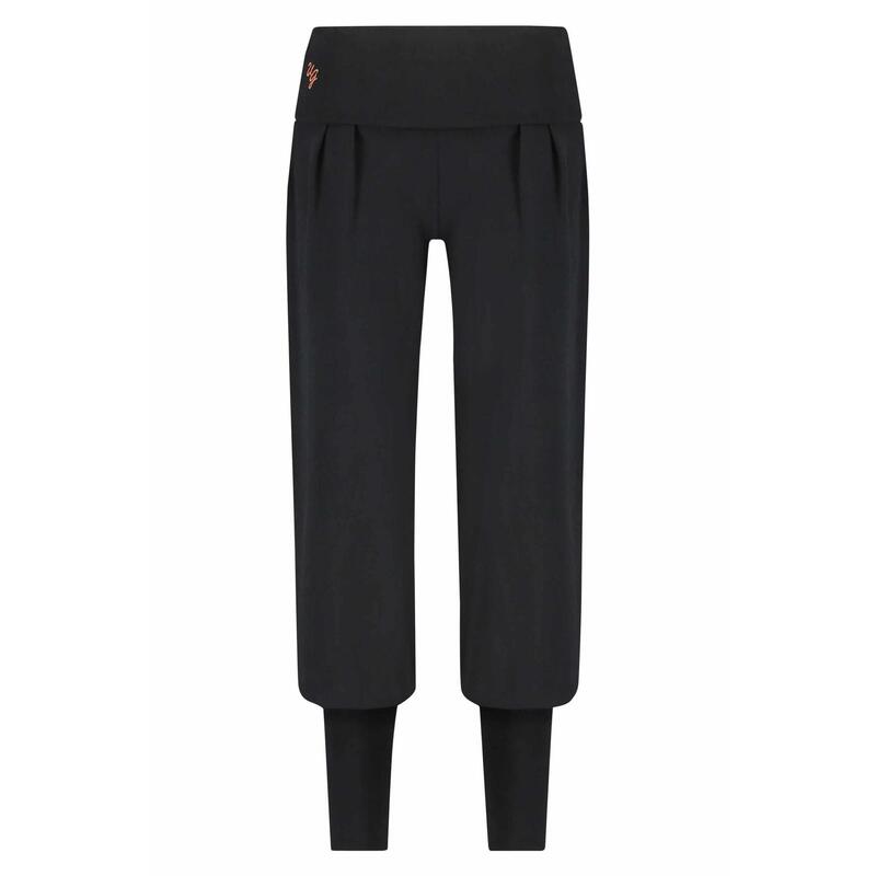 Devi - Comfortabele loosefit aladdin broek met omslagband-bio katoen-Urban Black