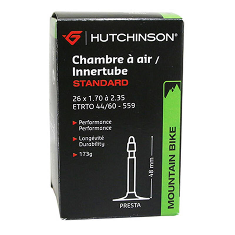 CHAMBRE A AIR VELO 26 x 1.70-2.35 HUTCHINSON VALVE PRESTA 48mm 173g