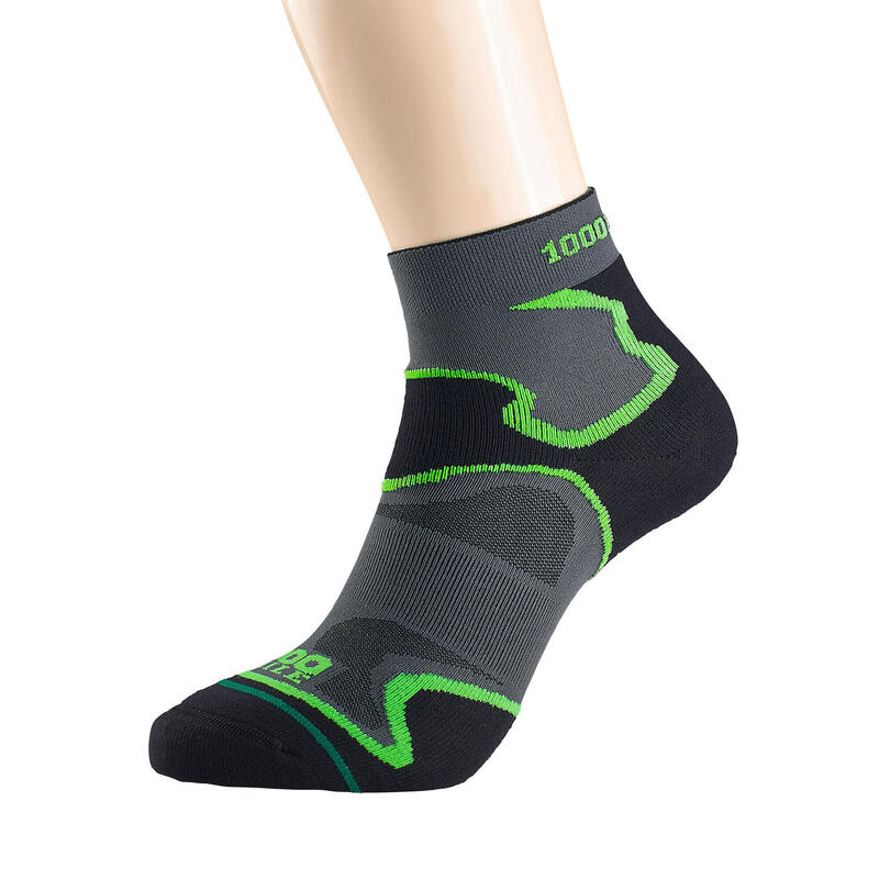 1000 Mile chaussettes de sport Fusion Cheville pour femmes en coton noir/vert