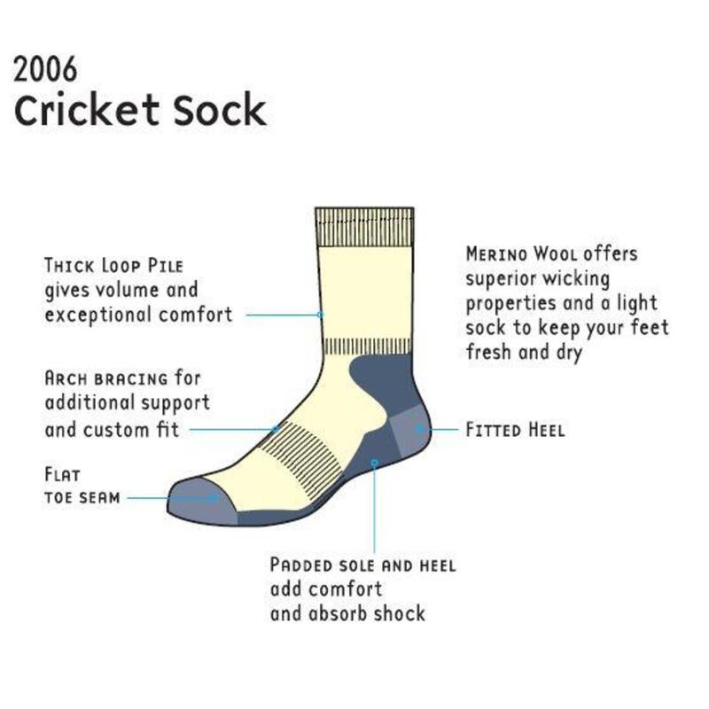1000 Mile chaussettes de cricket Heavyweightlaine/coton blanc/gris