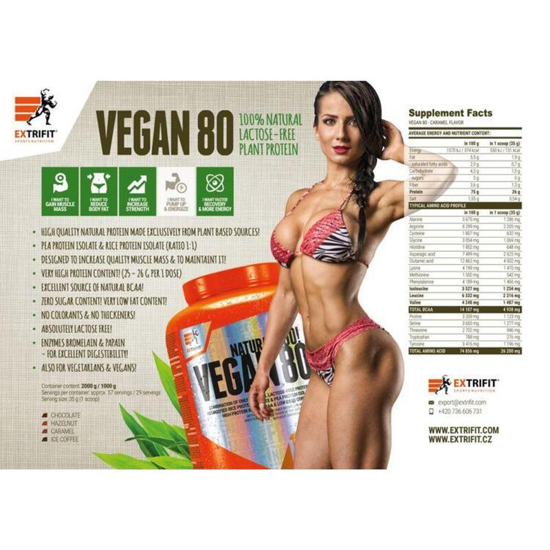 Wegańska odżywka białkowa EXTRIFIT Vegan 80 - 2000g - smak mrożonej kawy