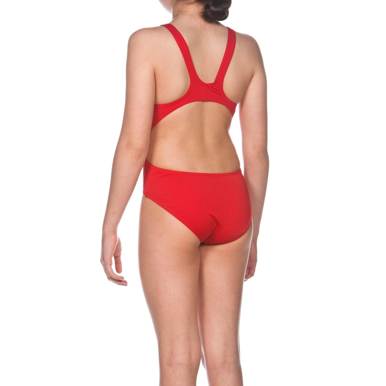arena Girls Sports Swimsuit Solid Swim Tech, Red-White 5/5