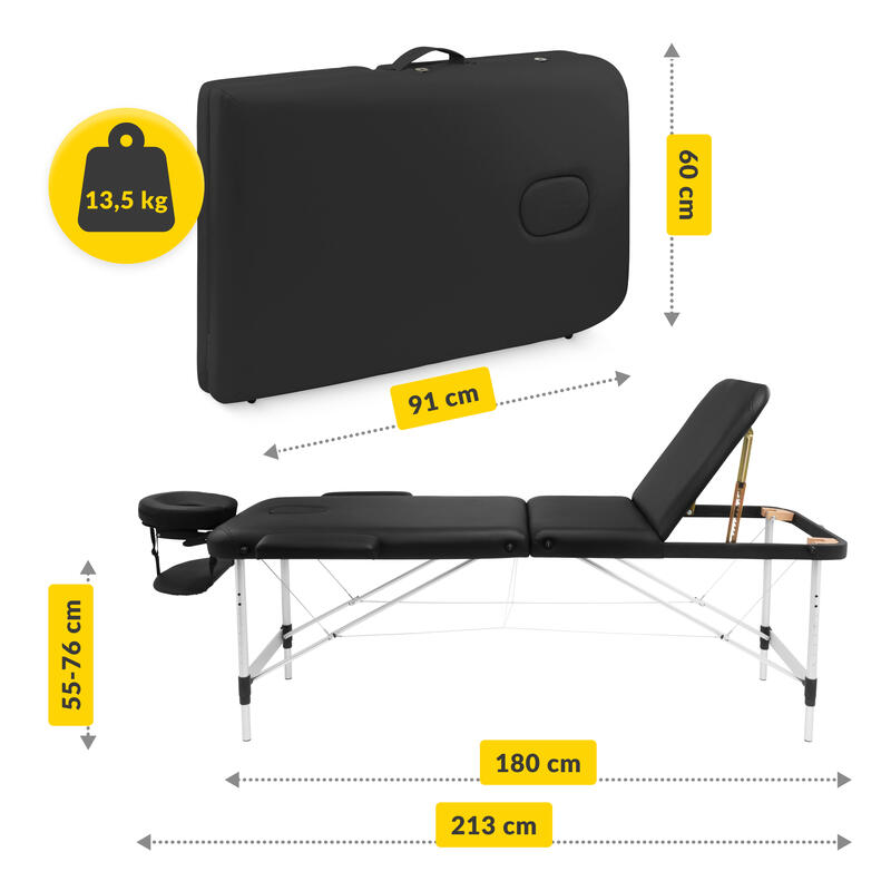 Masă de masaj cu reglarea blatului 4FIZJO din aluminiu, 60 cm