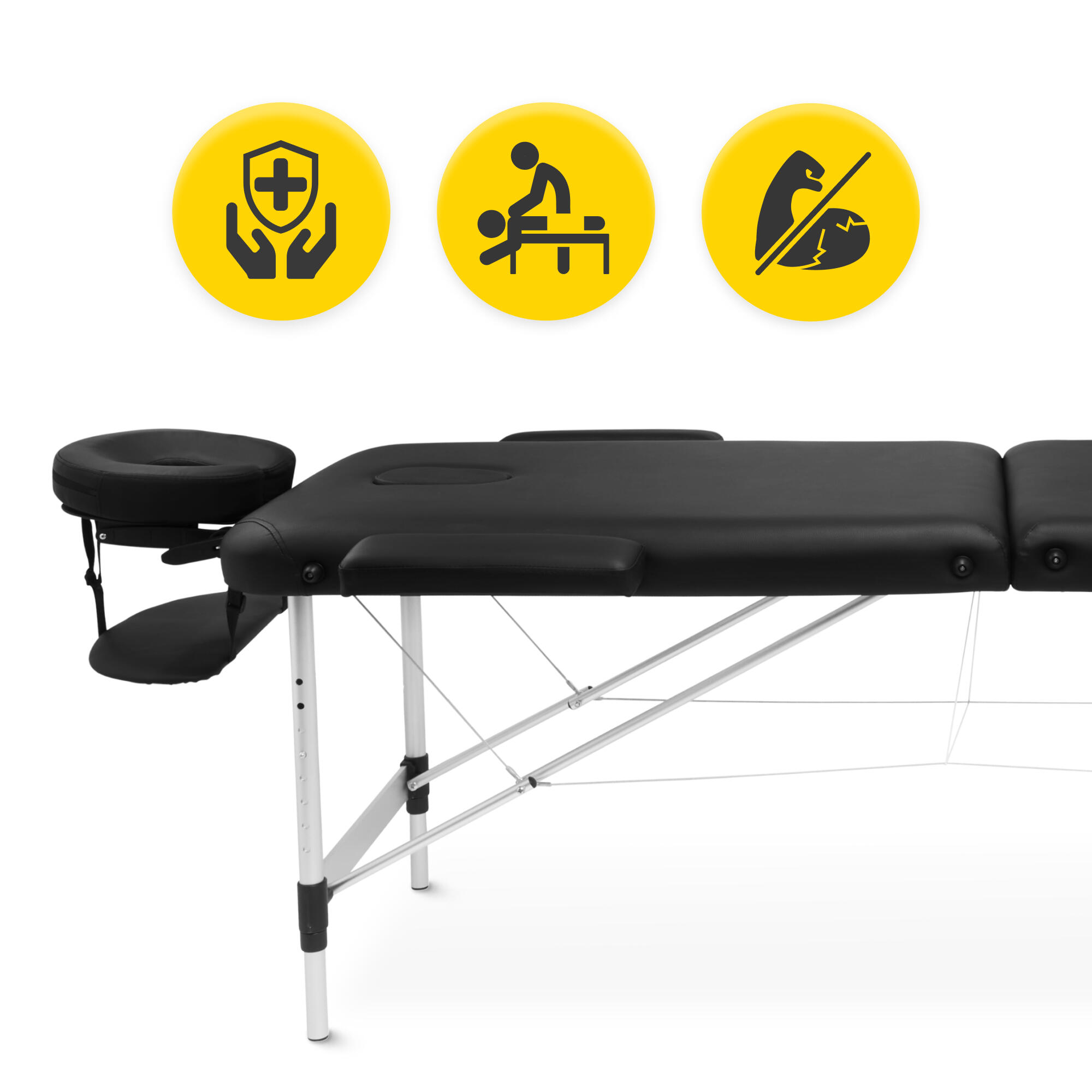 Massagetisch Aluminium mit verstellbarer Platte 60 cm 4FIZJO schwarz 2/7