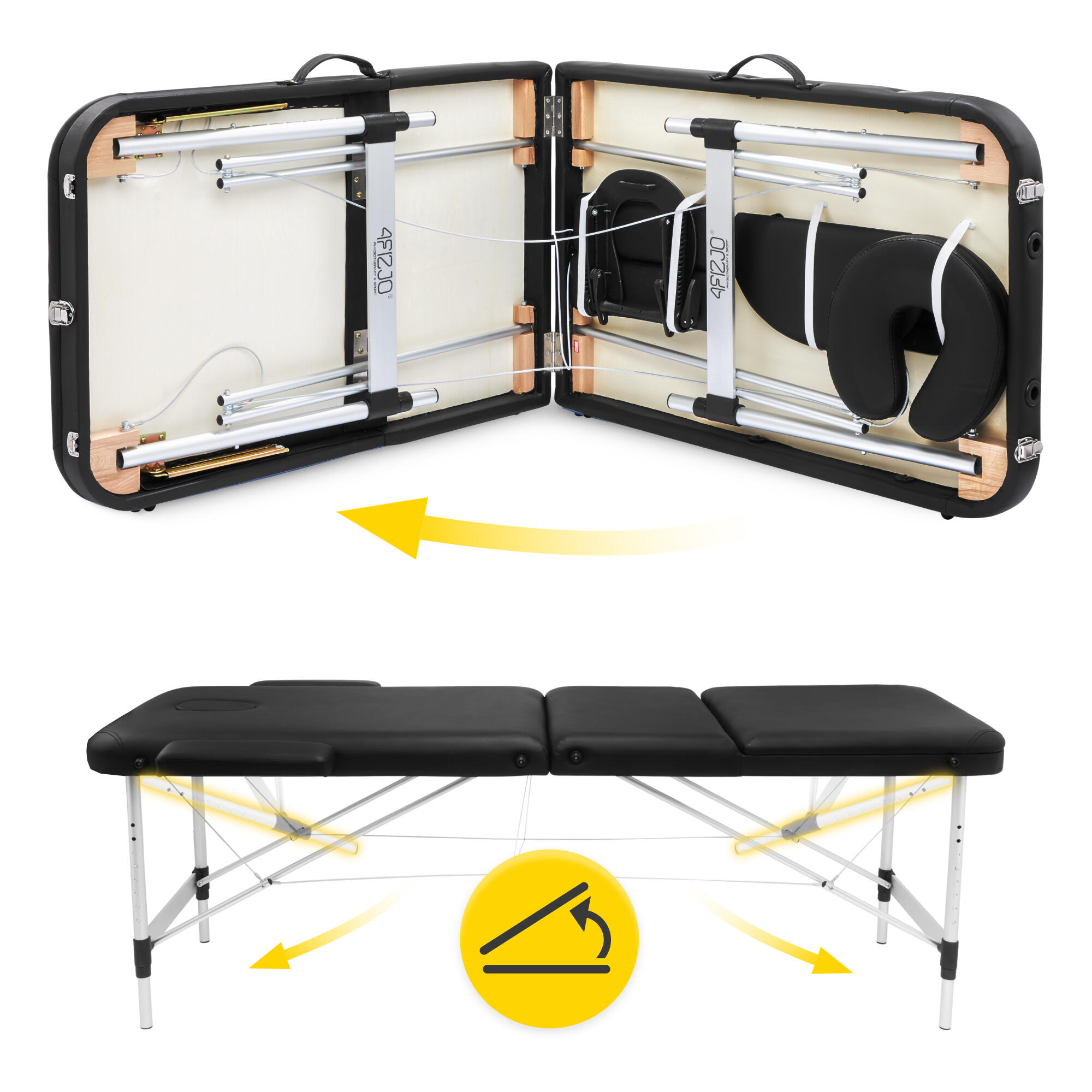 Massagetisch Aluminium mit verstellbarer Platte 60 cm 4FIZJO schwarz 7/7