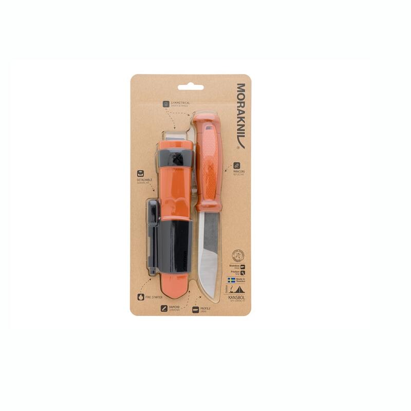 Couteau de survie Kansbol Kit Burnt Orange avec étui polymère - Orange