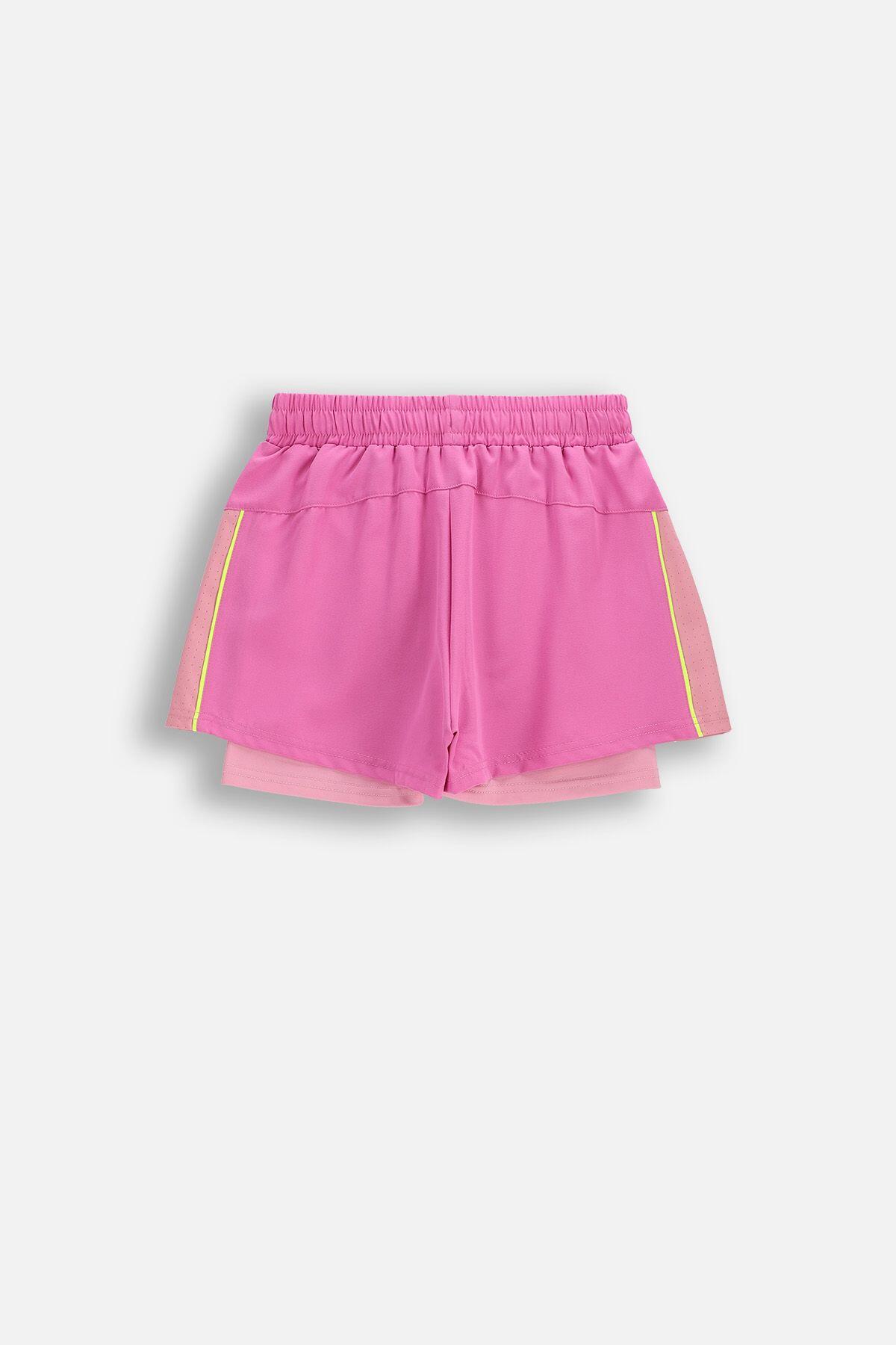 Spodenki sportowe dziecięce Lemon Explore WL6 krótkie różowe z lampasami 2/4