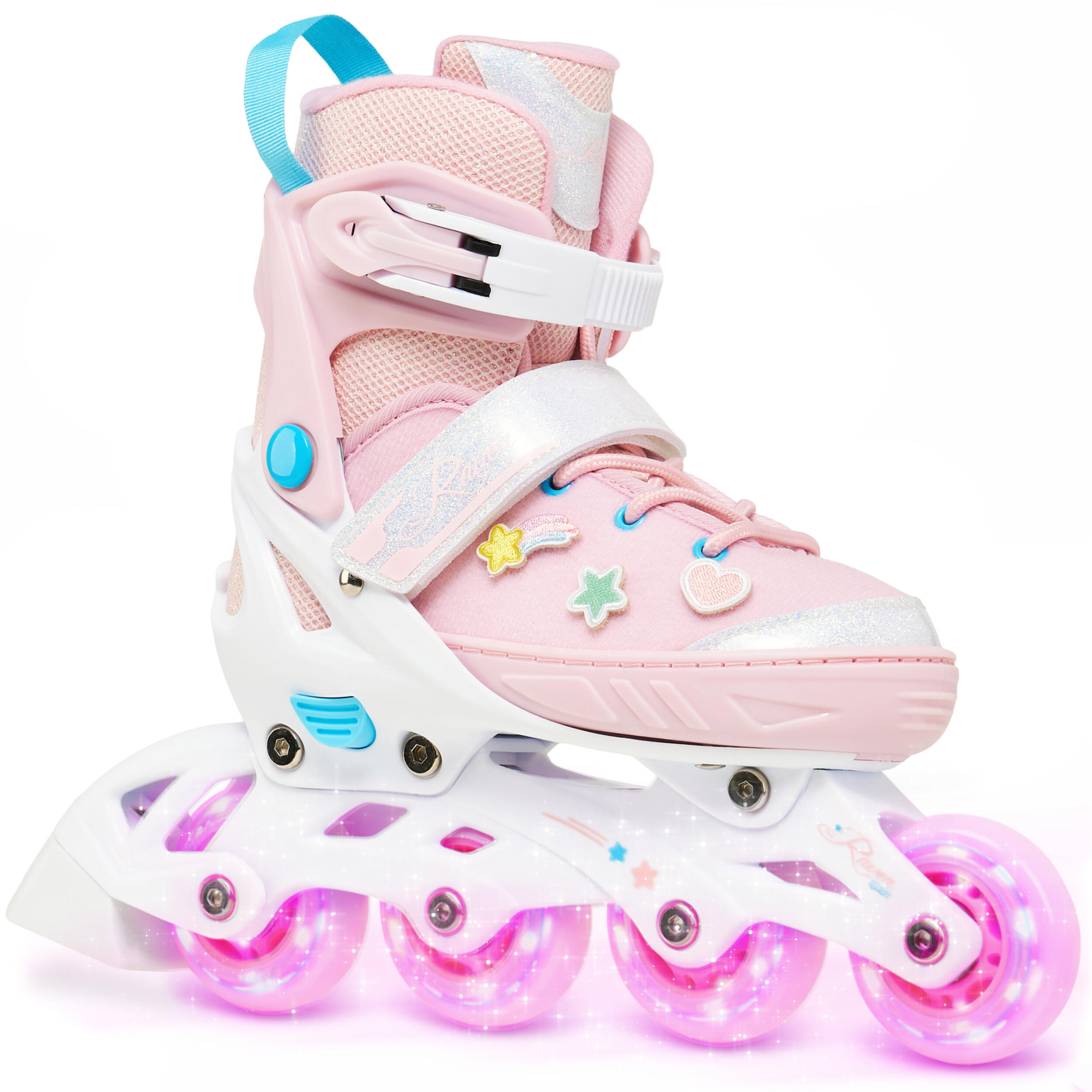 RAVEN Dětské inline brusle Lilly – LED kolečka a ozdoby na suchý zip