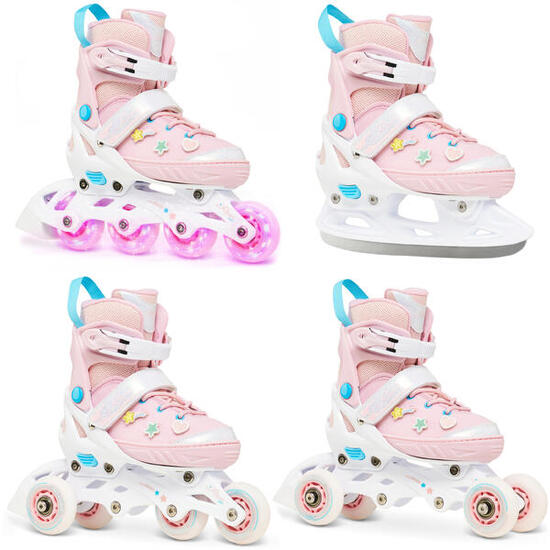 Rolki Wrotki Łyżwy hokejowe 4w1 Regulowane Raven Lilly kółka LED naszywki