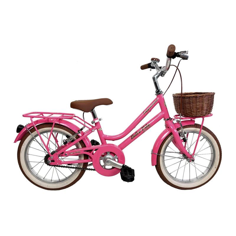 Bicicletă pentru fete Dolce Vita by Canellini CAPPUCCINO 16" cu coș - Fucsia