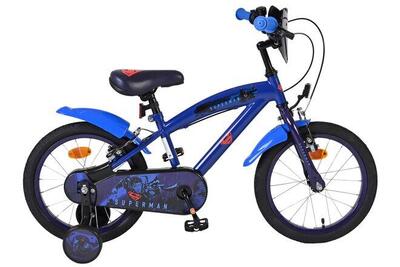 Superman kinderfiets 16 inch blauw met twee handremmen