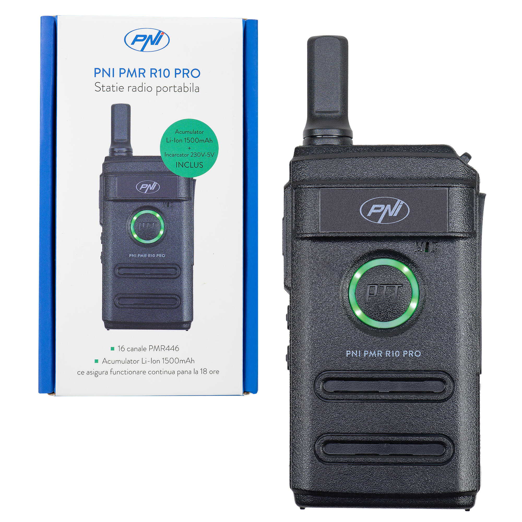 Statie radio portabila PMR R10 PRO, 446MHz, 16 PMR