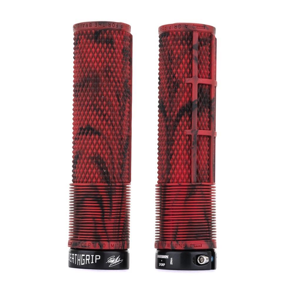 DMR Deathgrip Bar Grips - Marble Red Thin Flangeless 1/1