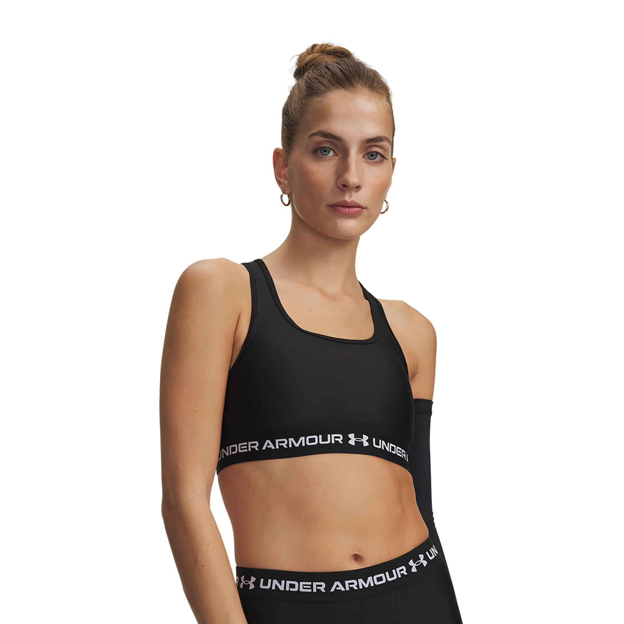 Tréninková podprsenka Under Armour Crossback Mid ultimate black/white 4/5