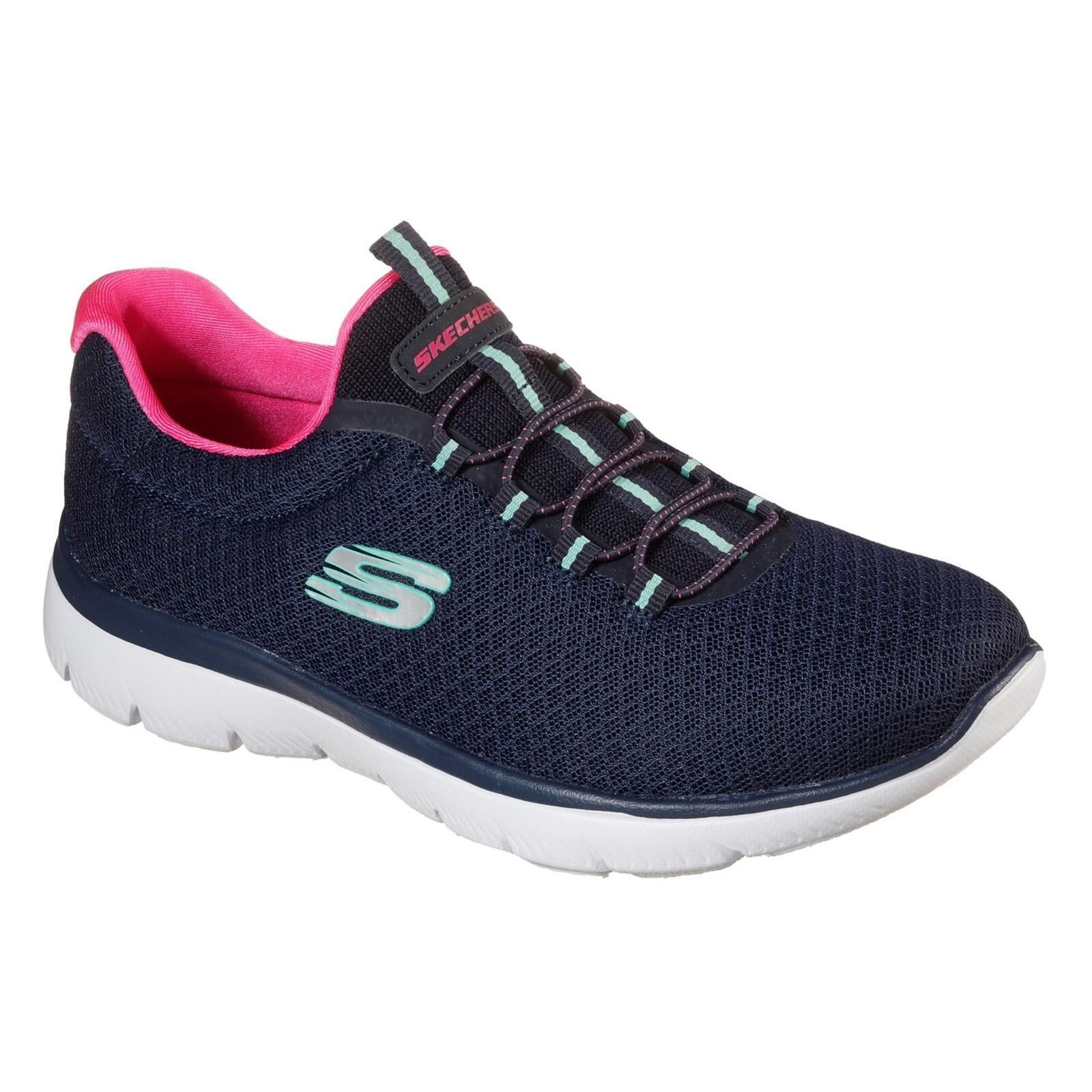 SKECHERS Womens/Ladies Summits Striding Slip On Trainer (Navy/Hot Pink)