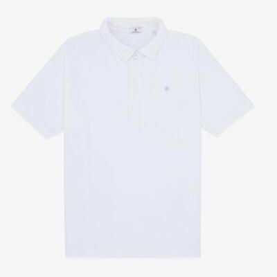 Polo met korte mouwen van badstof met witte kraag met ritssluiting