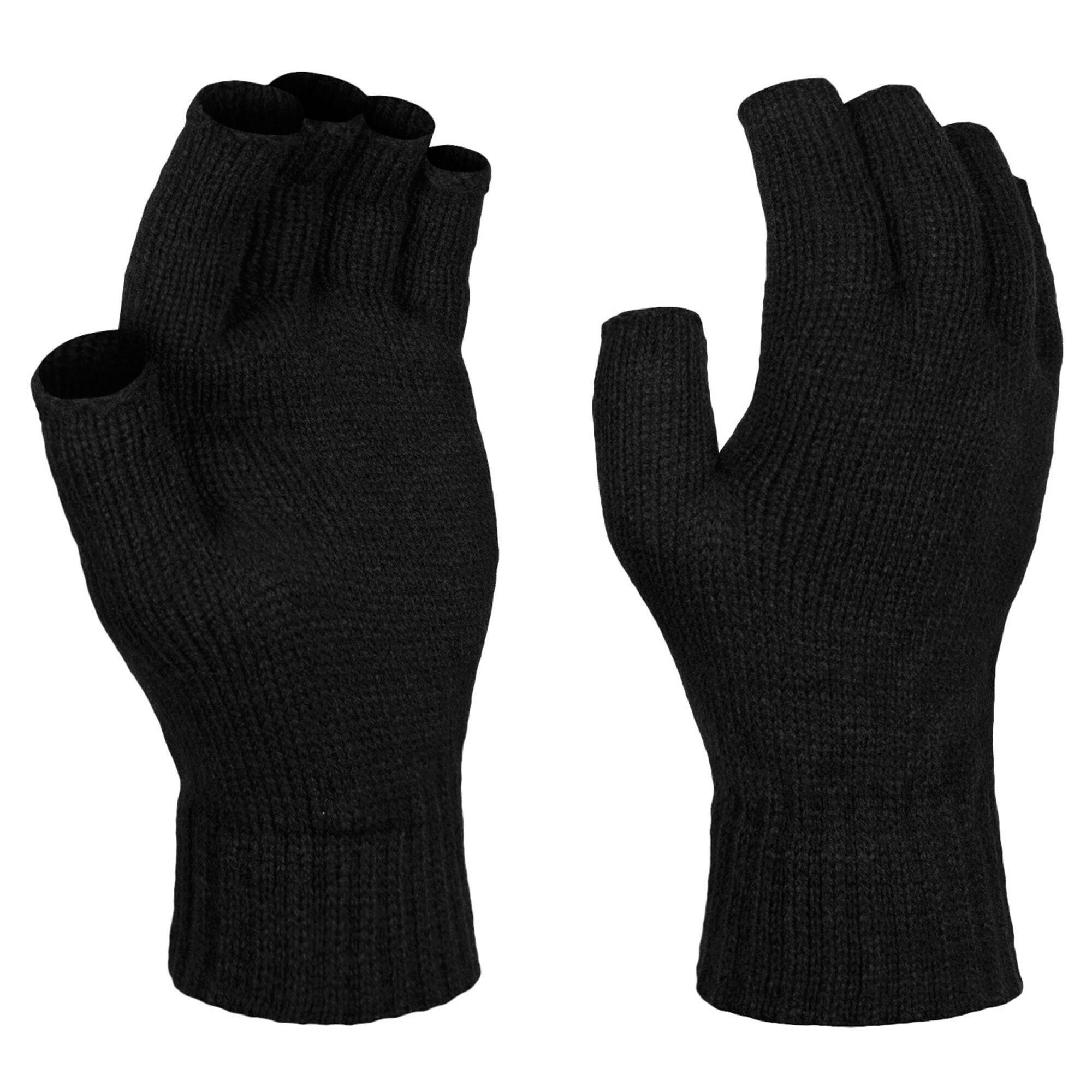 Unisex Fingerless Mitts / Gloves (Black) 1/4