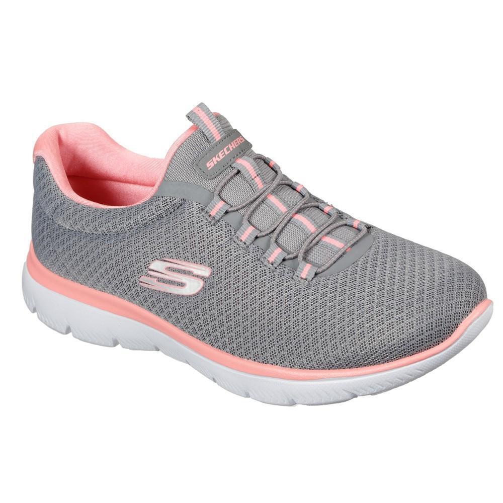 SKECHERS Womens/Ladies Summits Striding Slip On Trainer (Grey/Pale Pink)