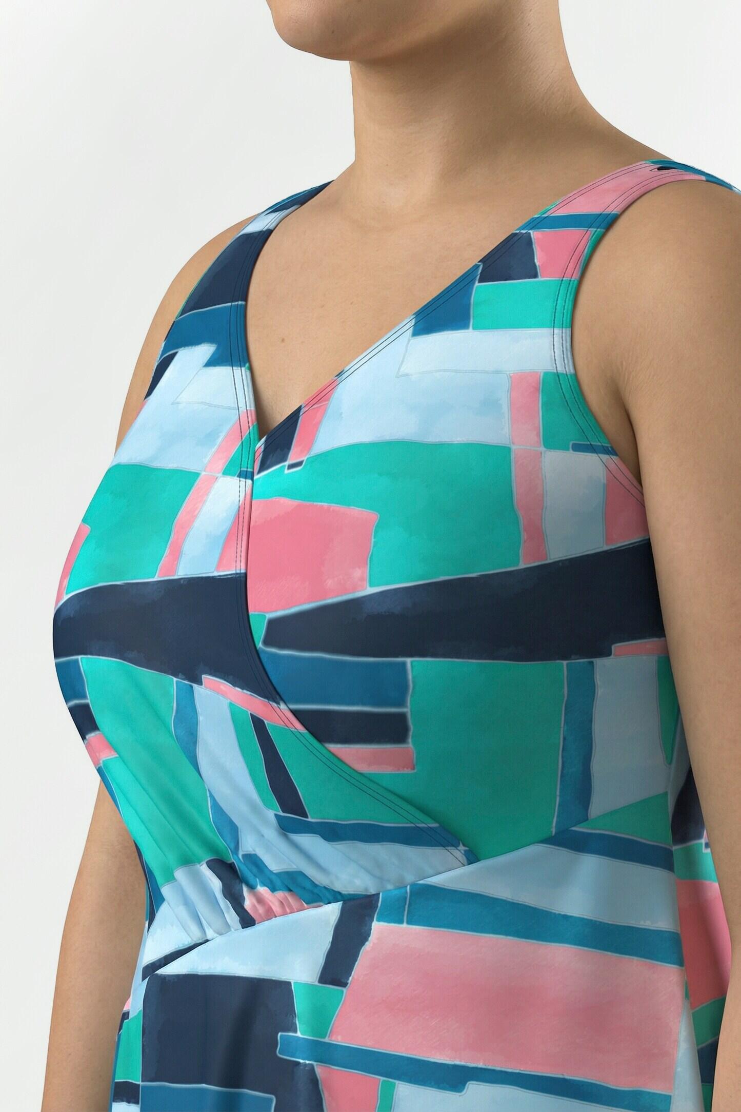 Dames Badjurk grafische print zachte cups wikkellook 3/7