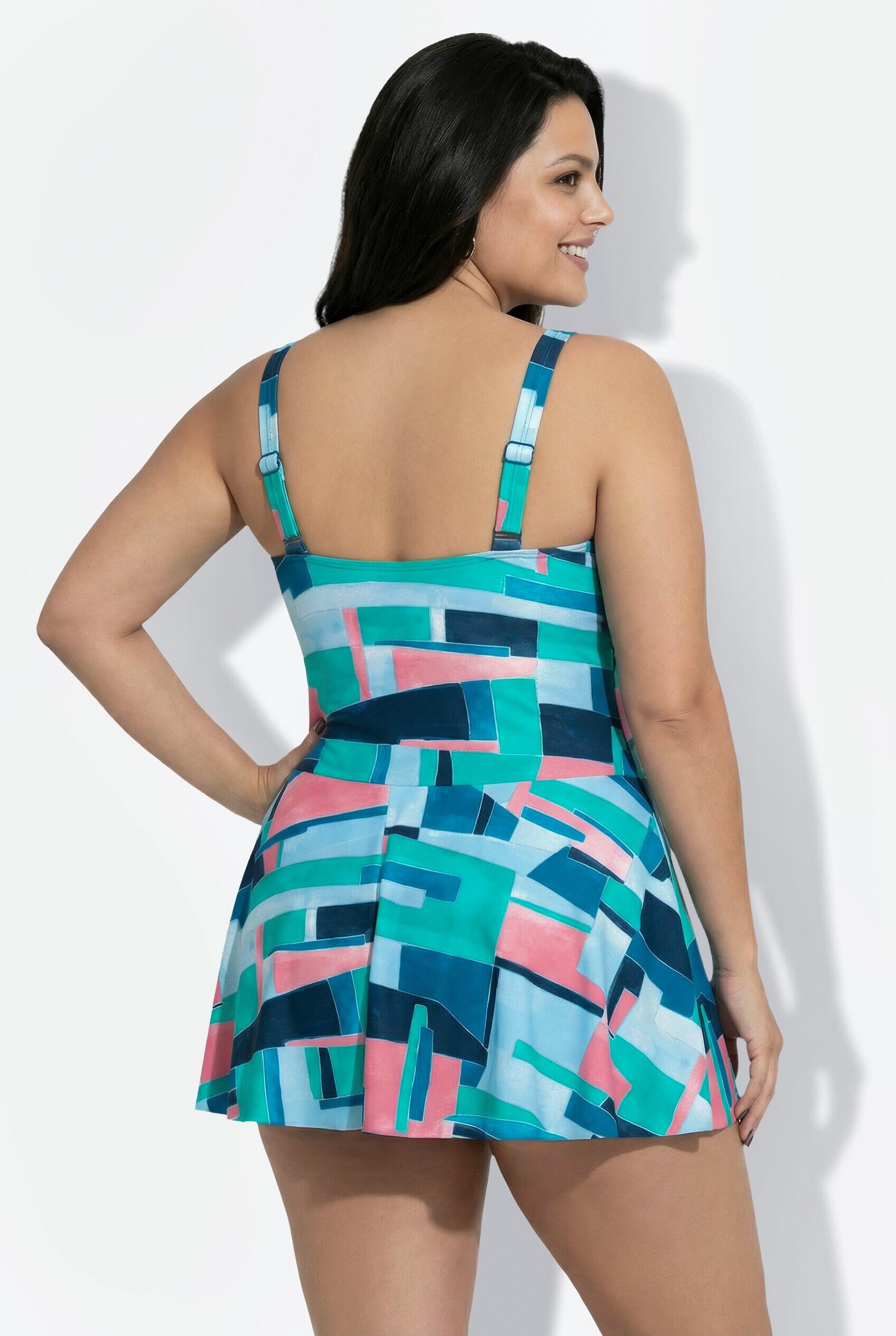 Dames Badjurk grafische print zachte cups wikkellook 2/7