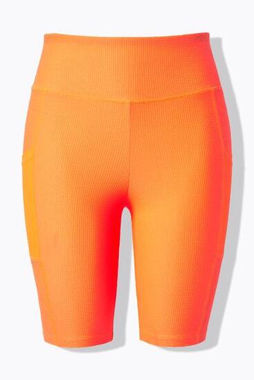 Damen Funktions-Radler-Leggings Slim Struktur Mesh-Taschen
