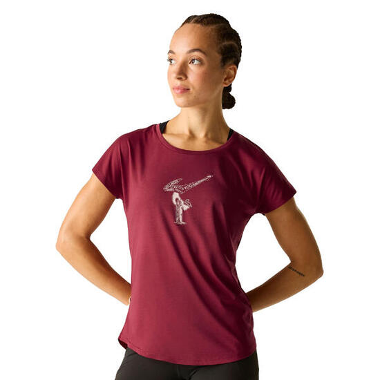 Tshirt Léger Motif/style Posture De Yoga SERENITY Femme (Rouge Foncé Imprimé)