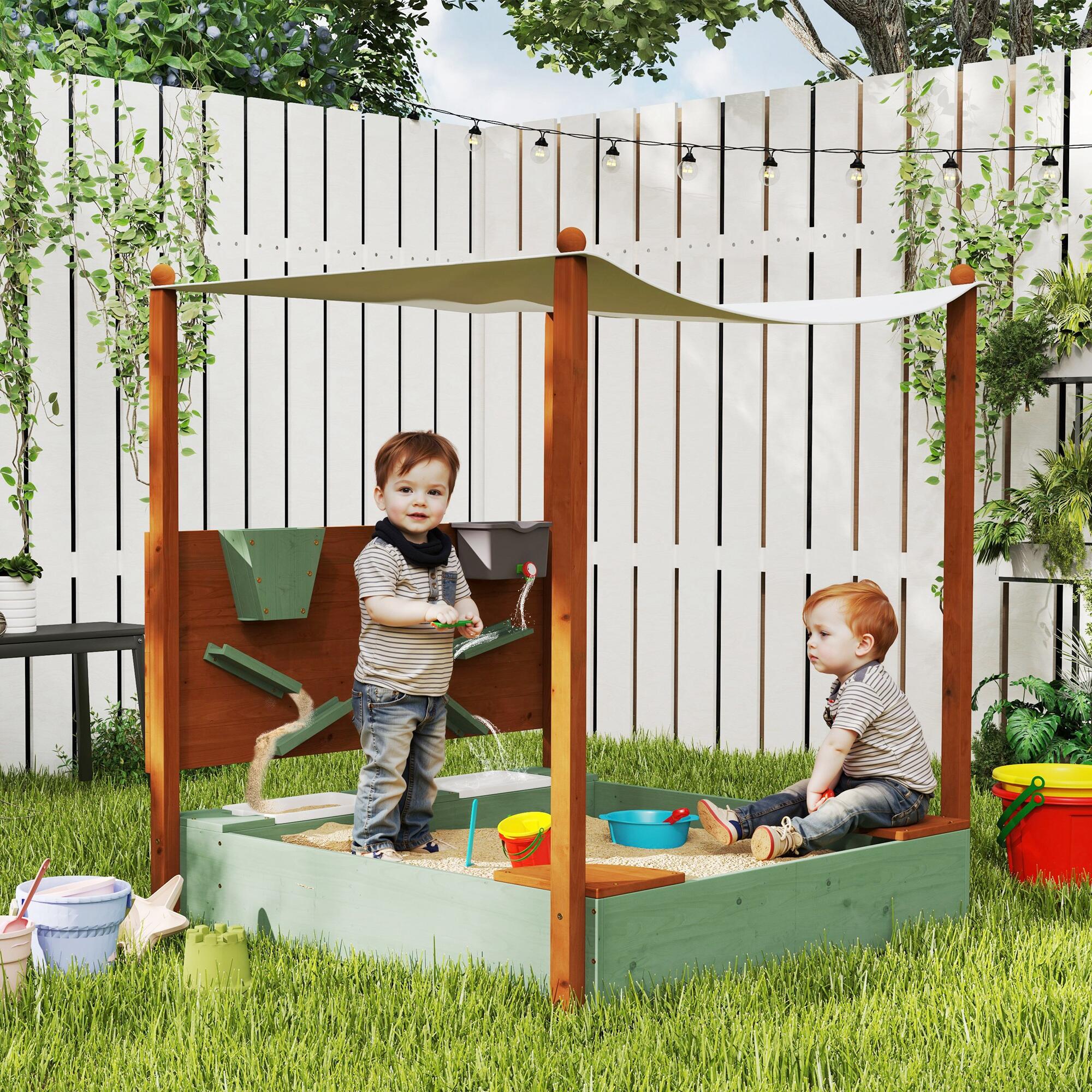 Arenero para Niños AIYAPLAY 116x112.5x128 cm Verde Esmeralda 2/6