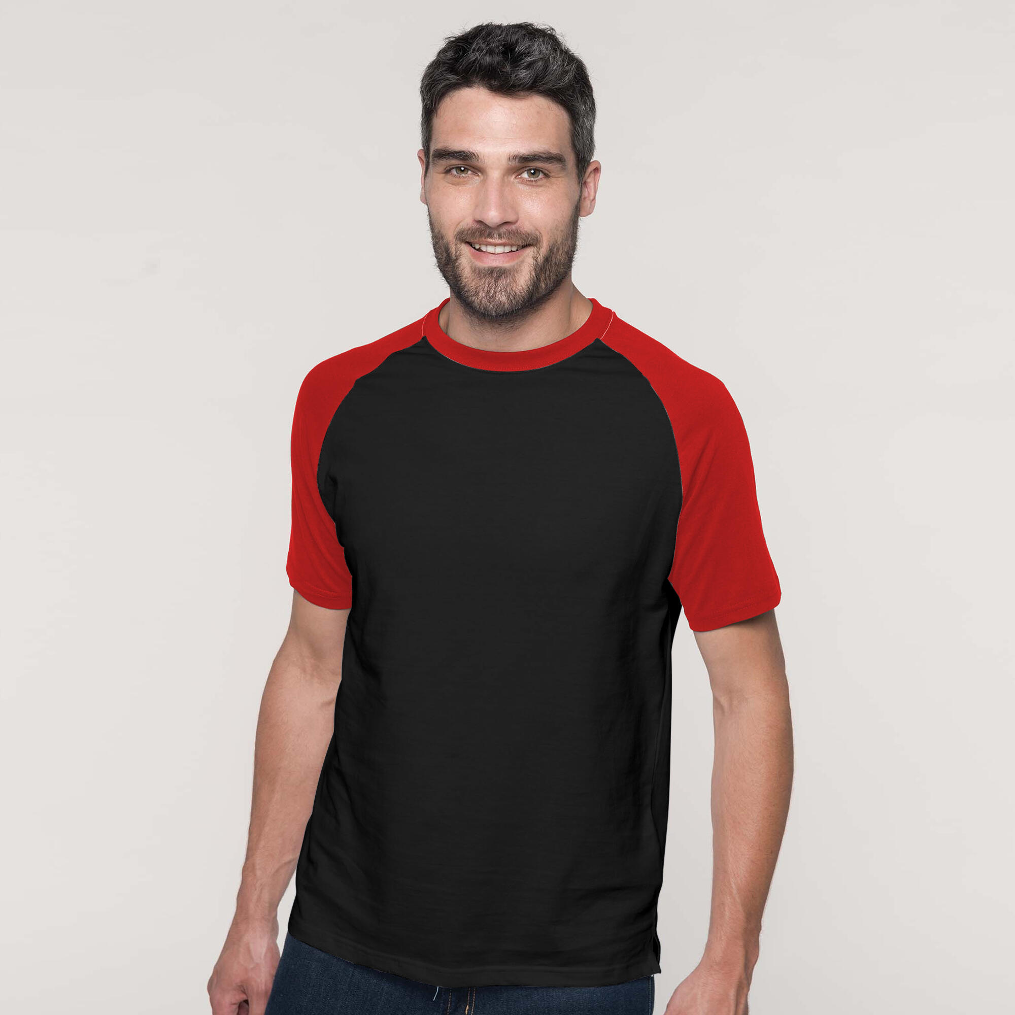 Tshirt De Baseball À Manches Courtes Pour Homme (Blanc/Rouge) 3/3