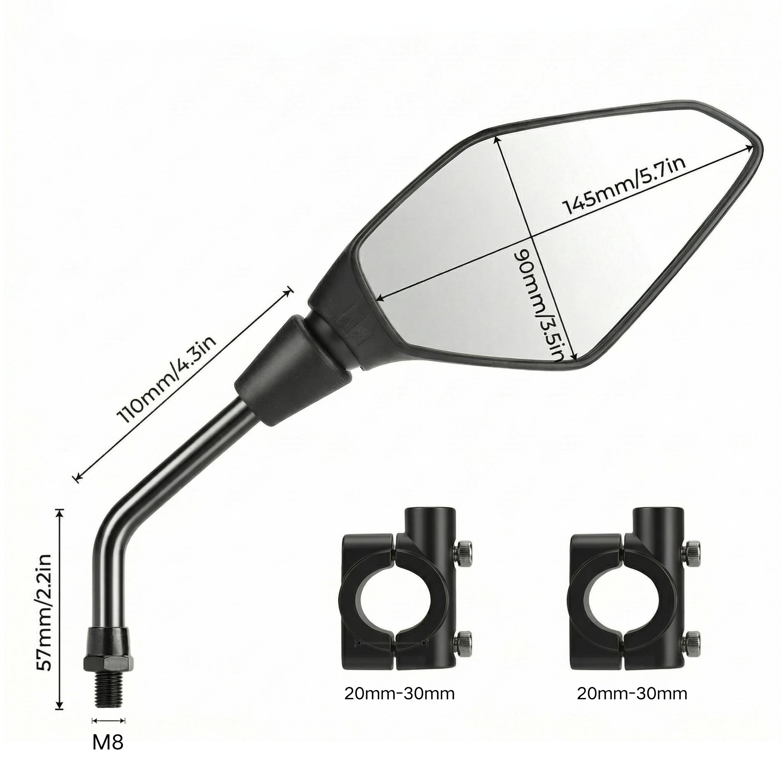Rétroviseur universel E-Mark réglable grand angle vélo trottinette RCB QY1167 6/6