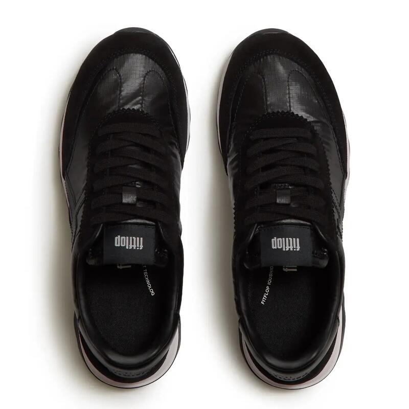 FITFLOP FitFlop Retro-Q FF Metallic-Fabric/Suede Sneakers  ZWART 41