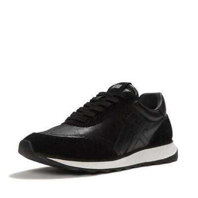 Fitflop fitflop retro-q ff metallic-fabric/suede sneakers zwart 39